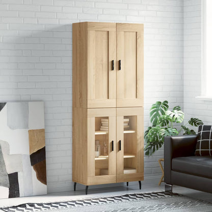 Skříň Highboard Betonově Šedá 69,5X34X180 Cm Kompozitní Dřevo