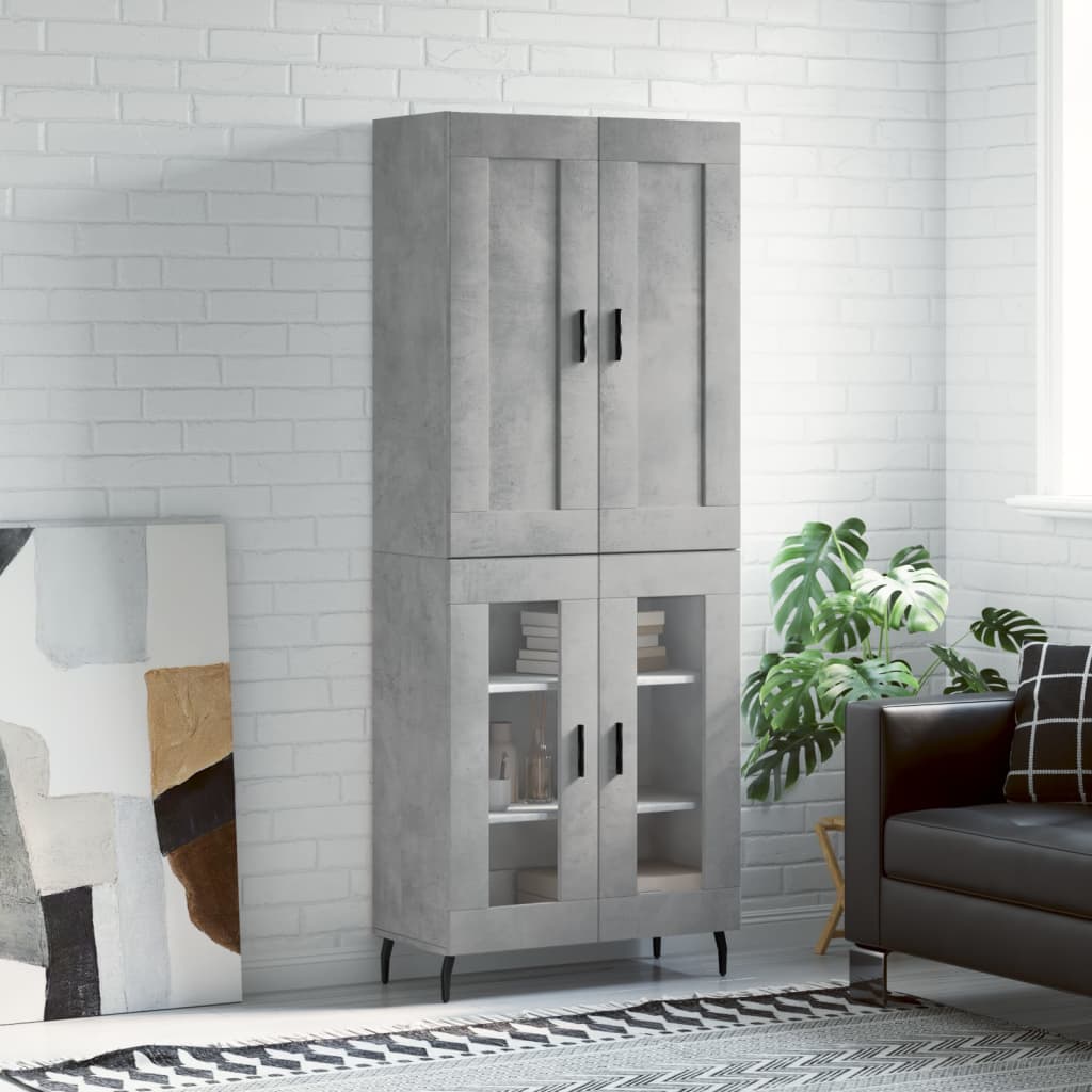 Skříň Highboard Betonově Šedá 69,5X34X180 Cm Kompozitní Dřevo