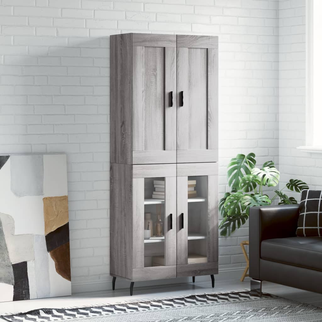Skříň Highboard Betonově Šedá 69,5X34X180 Cm Kompozitní Dřevo