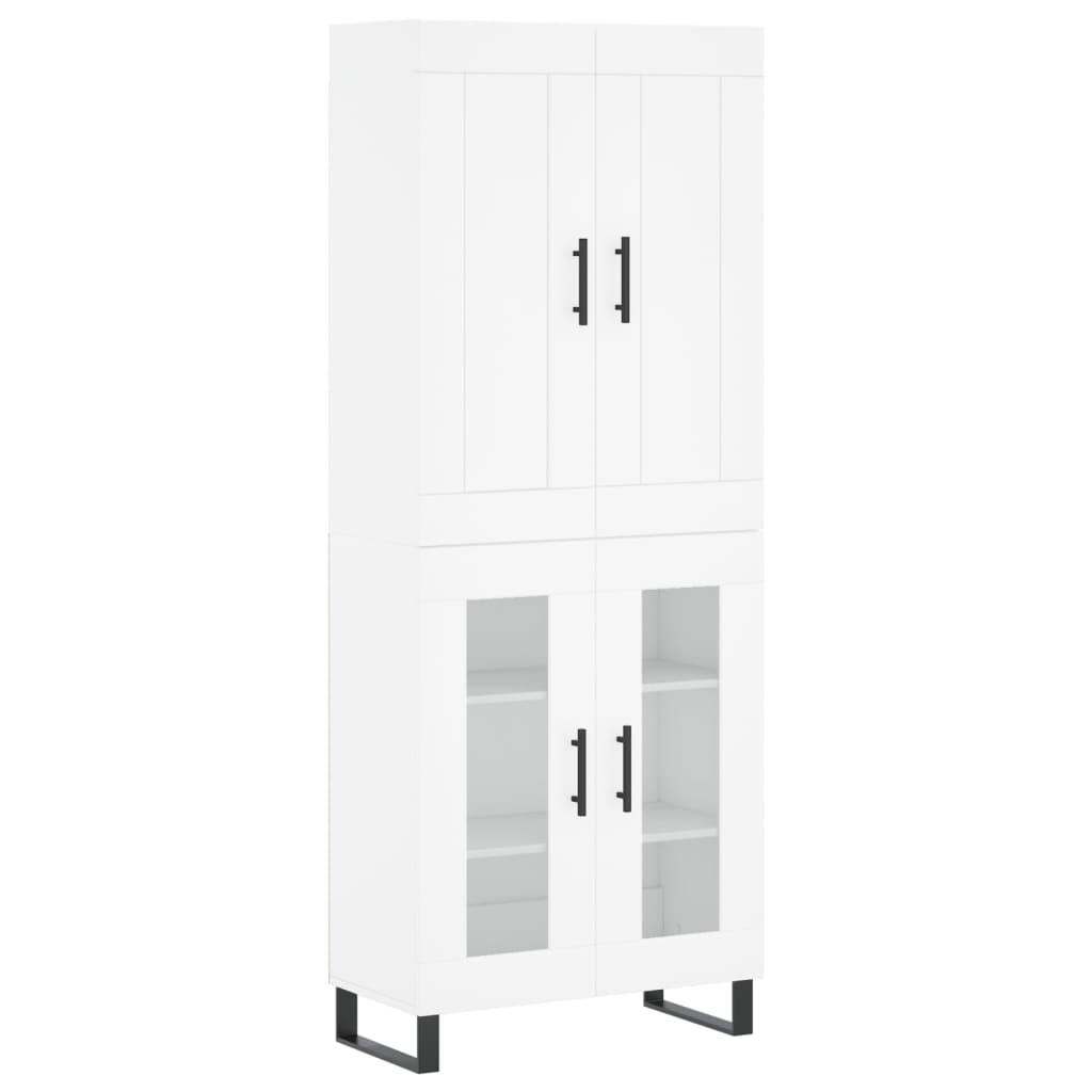 Skříň Highboard Bílá 69,5 X 34 X 180 Cm Kompozitní Dřevo