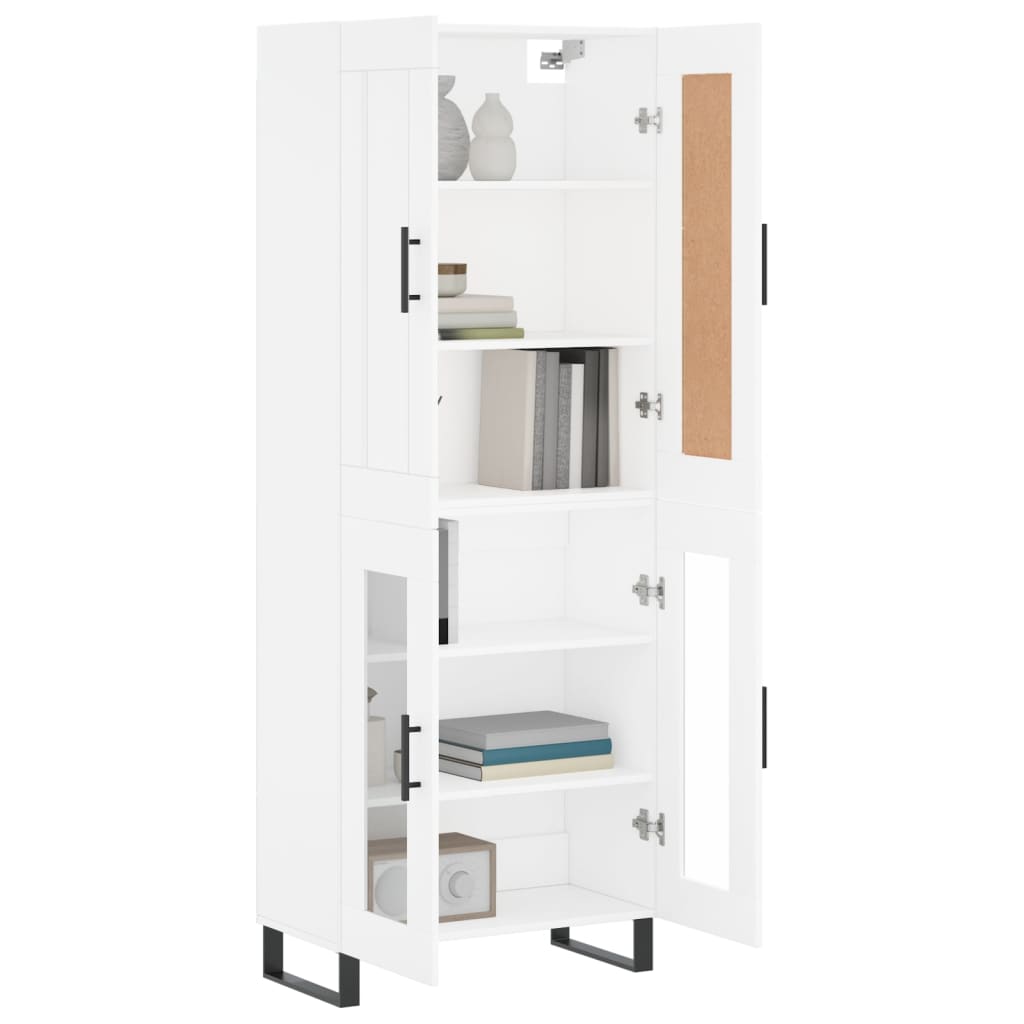 Skříň Highboard Bílá 69,5 X 34 X 180 Cm Kompozitní Dřevo