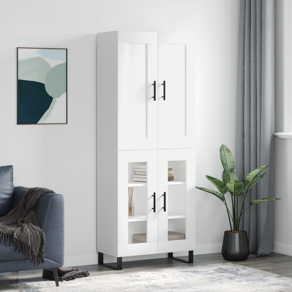 Skříň Highboard Bílá 69,5 X 34 X 180 Cm Kompozitní Dřevo