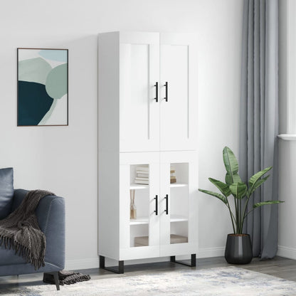 Skříň Highboard Bílá 69,5 X 34 X 180 Cm Kompozitní Dřevo