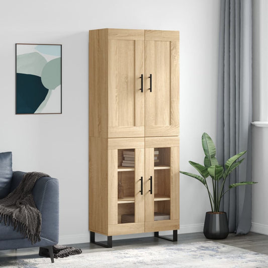 Skříň Highboard Dub Sonoma 69,5 X 34 X 180 Cm Kompozitní Dřevo