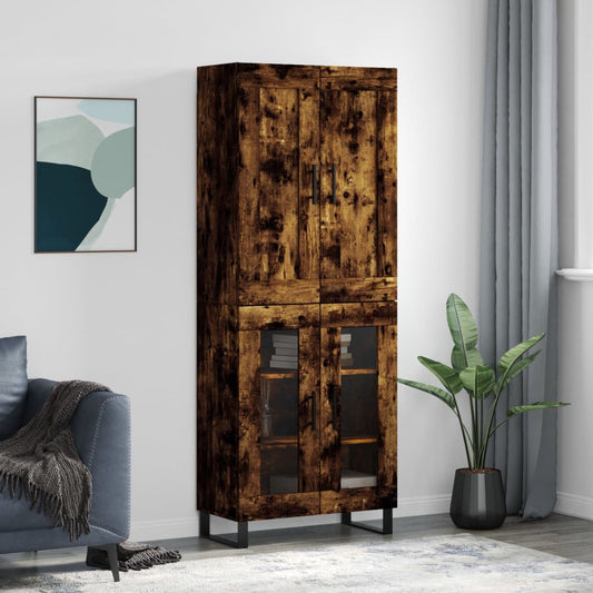 Skříň Highboard Kouřový Dub 69,5 X 34 X 180 Cm Kompozitní Dřevo
