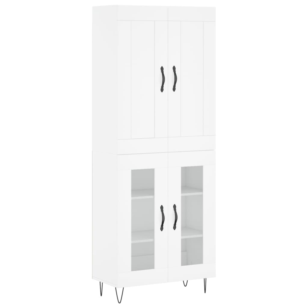 Skříň Highboard Bílá 69,5 X 34 X 180 Cm Kompozitní Dřevo
