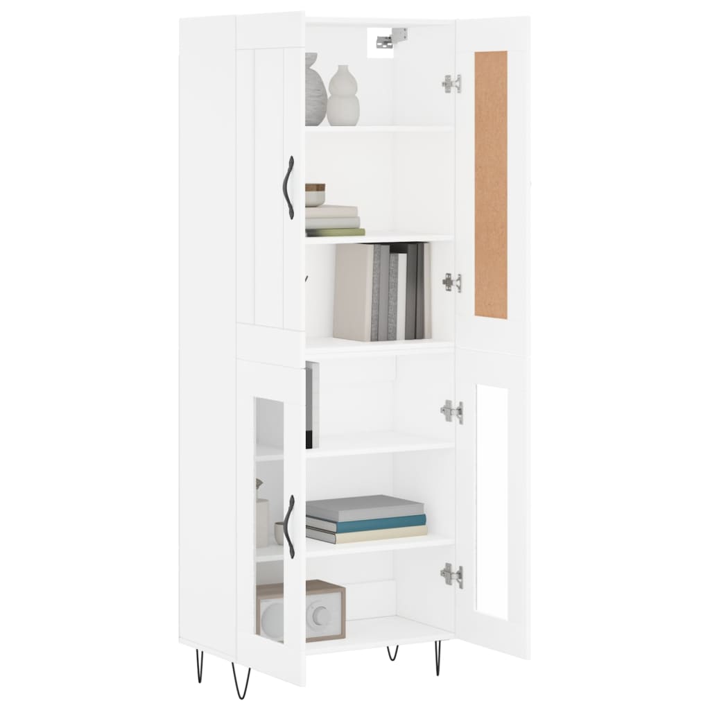 Skříň Highboard Bílá 69,5 X 34 X 180 Cm Kompozitní Dřevo