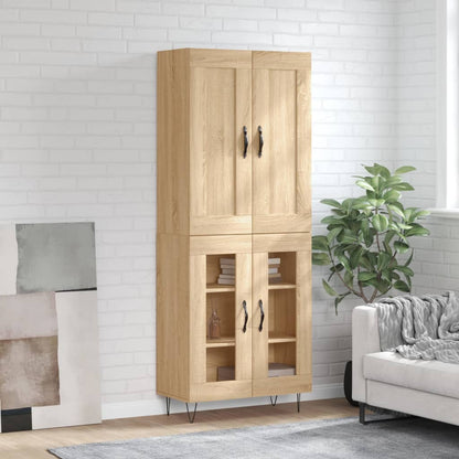 Skříň Highboard Černá 69,5 X 34 X 180 Cm Kompozitní Dřevo