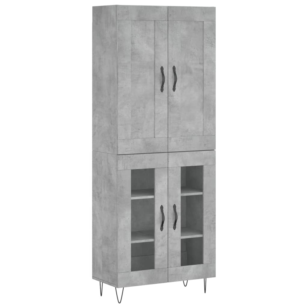 Skříň Highboard Betonově Šedá 69,5X34X180 Cm Kompozitní Dřevo