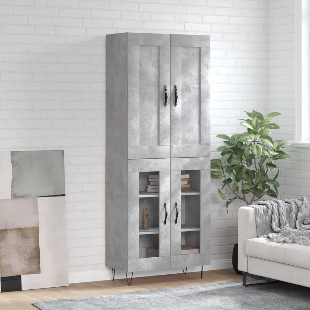 Skříň Highboard Betonově Šedá 69,5X34X180 Cm Kompozitní Dřevo
