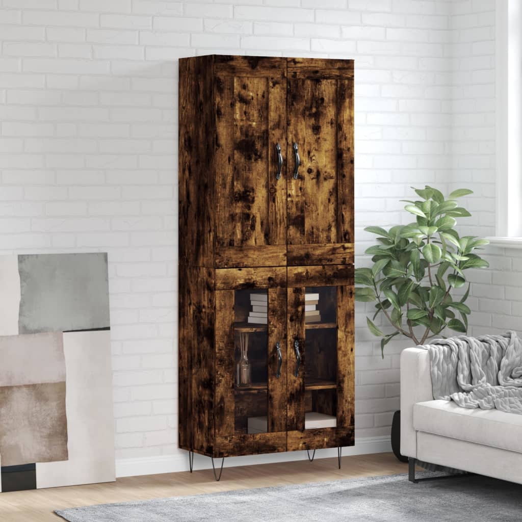 Skříň Highboard Černá 69,5 X 34 X 180 Cm Kompozitní Dřevo