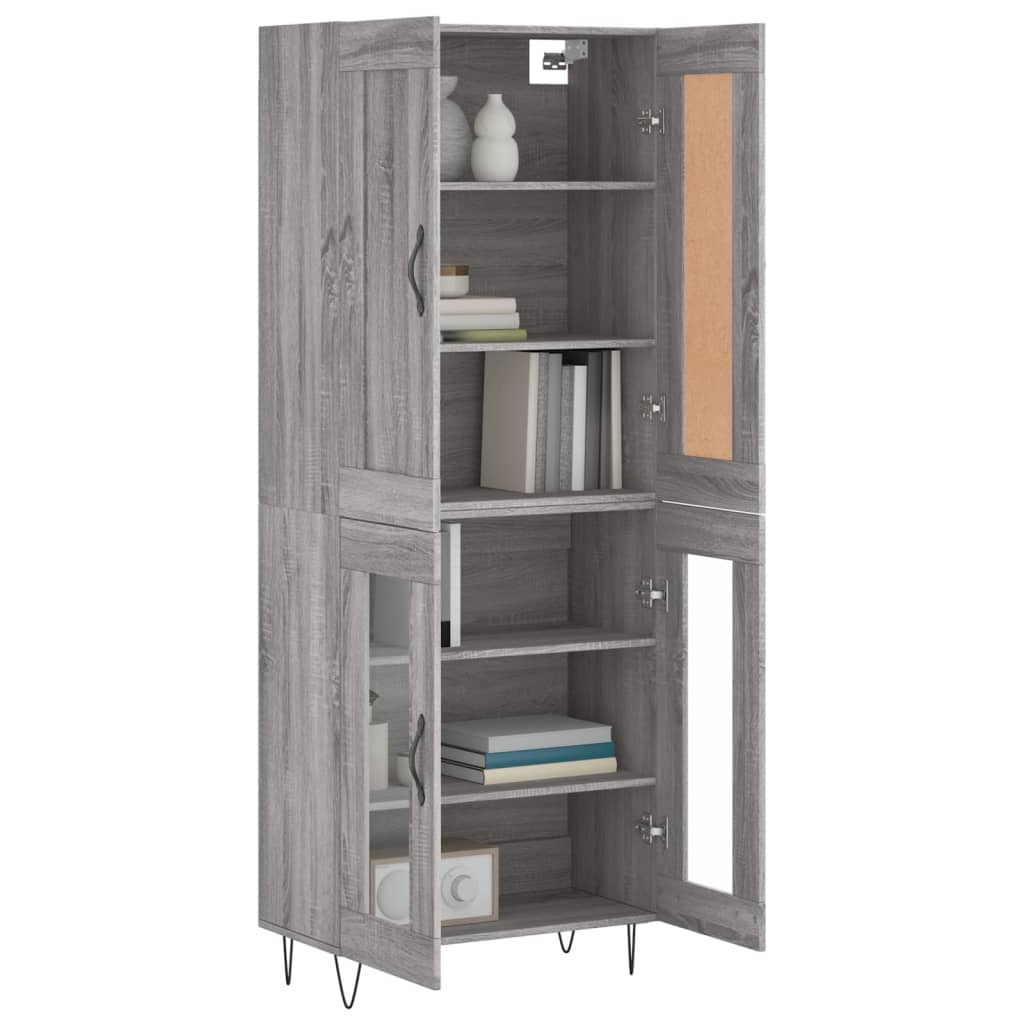 Skříň Highboard Šedá Sonoma 69,5 X 34 X 180 Cm Kompozitní Dřevo