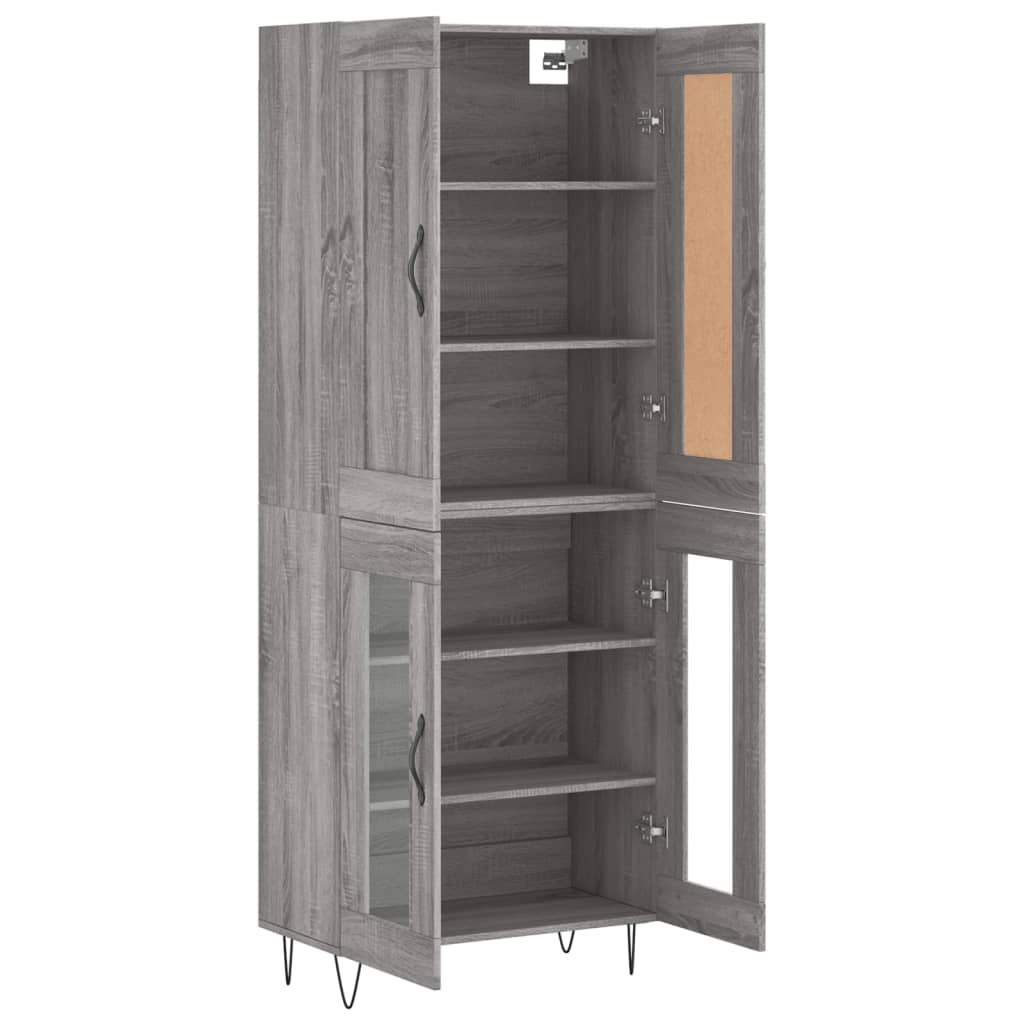Skříň Highboard Šedá Sonoma 69,5 X 34 X 180 Cm Kompozitní Dřevo