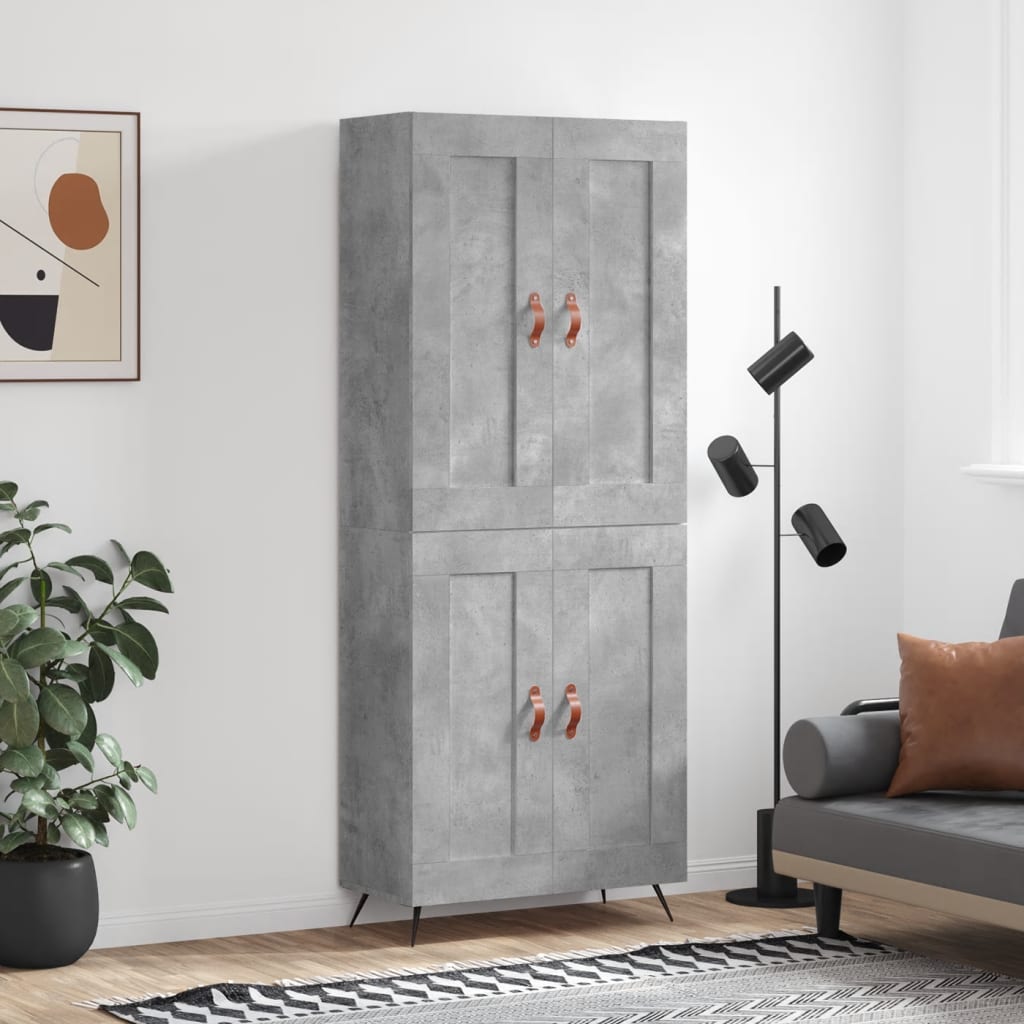 Skříň Highboard Betonově Šedá 69,5X34X180 Cm Kompozitní Dřevo