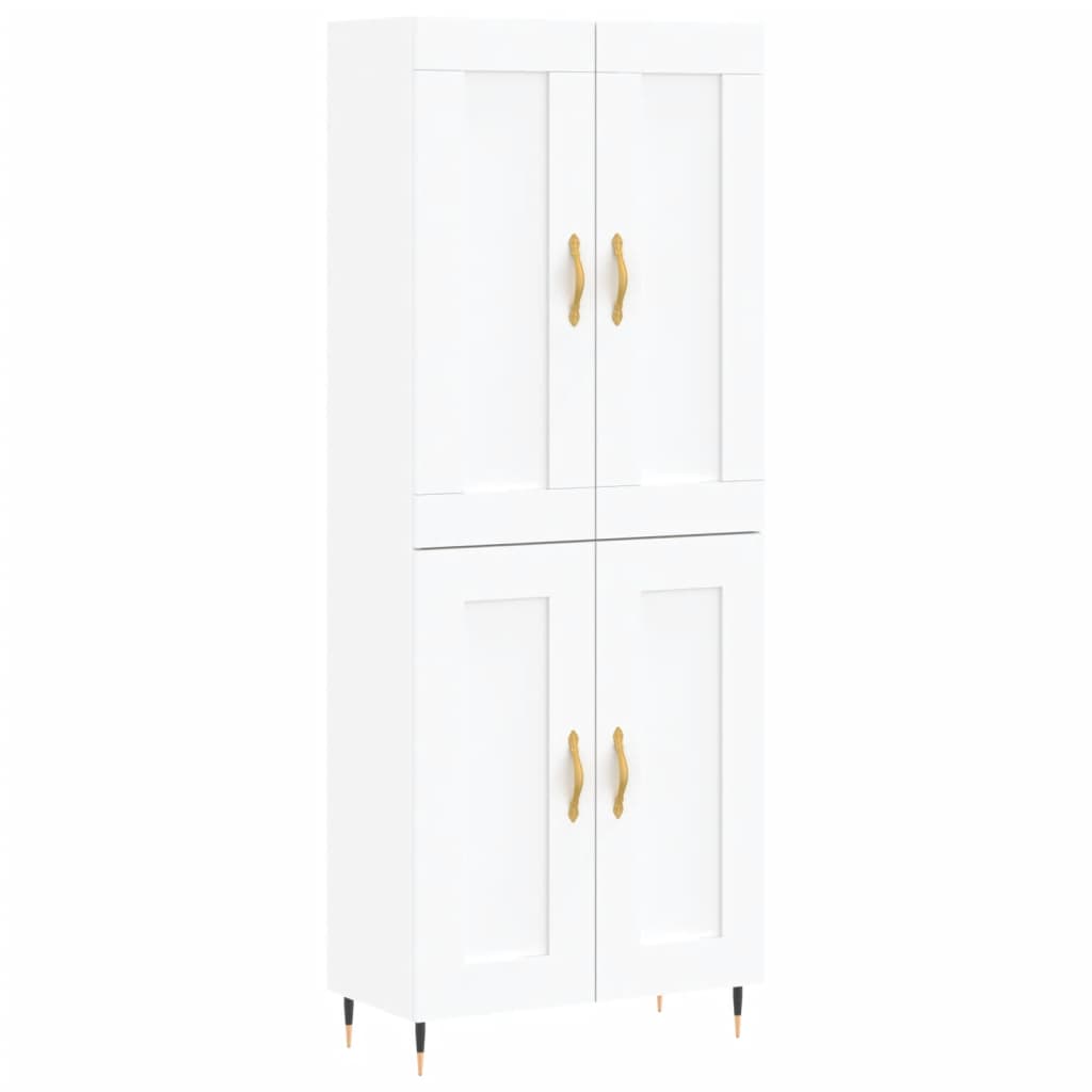 Skříň Highboard Bílá 69,5 X 34 X 180 Cm Kompozitní Dřevo