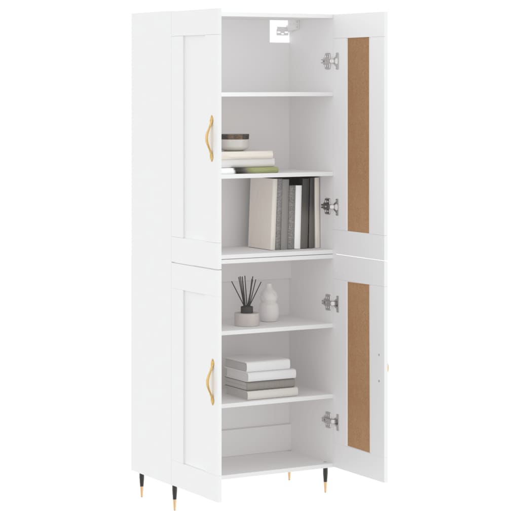 Skříň Highboard Bílá 69,5 X 34 X 180 Cm Kompozitní Dřevo