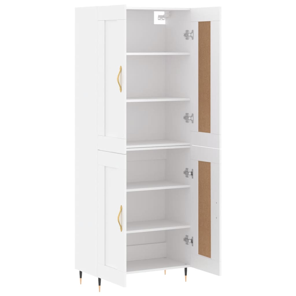 Skříň Highboard Bílá 69,5 X 34 X 180 Cm Kompozitní Dřevo