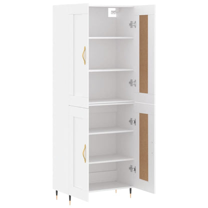 Skříň Highboard Bílá 69,5 X 34 X 180 Cm Kompozitní Dřevo