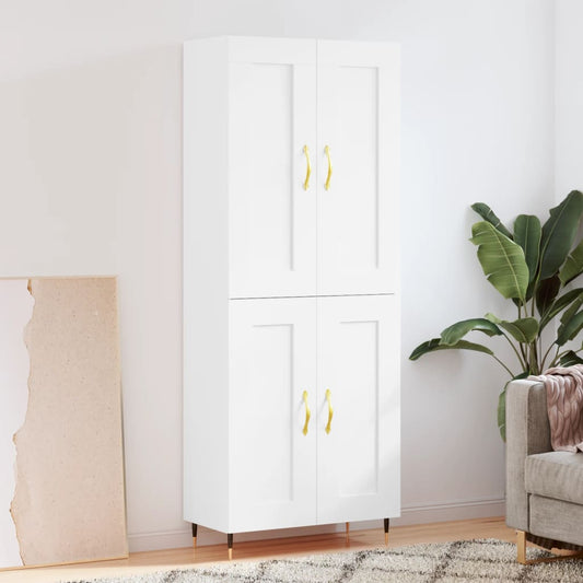 Skříň Highboard Bílá 69,5 X 34 X 180 Cm Kompozitní Dřevo