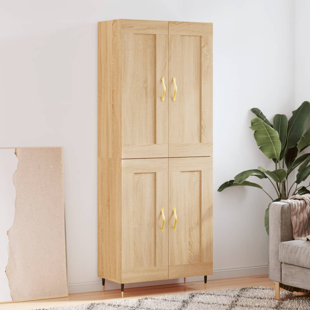 Skříň Highboard Dub Sonoma 69,5 X 34 X 180 Cm Kompozitní Dřevo