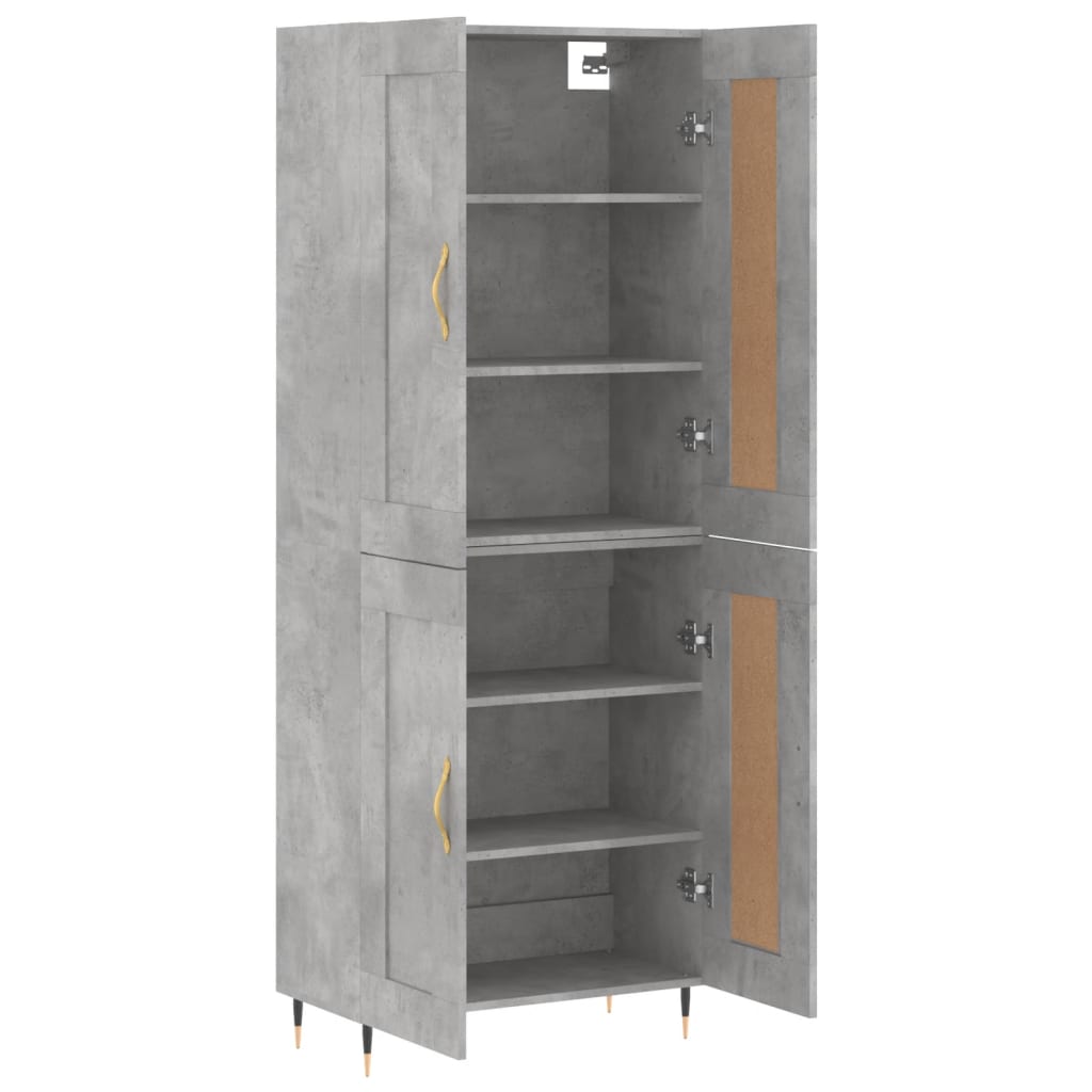Skříň Highboard Betonově Šedá 69,5X34X180 Cm Kompozitní Dřevo