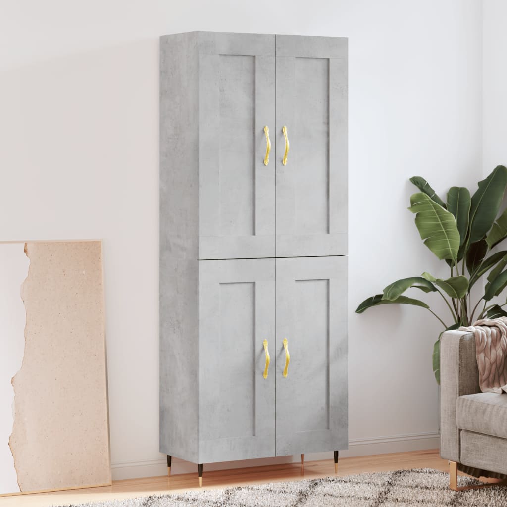 Skříň Highboard Betonově Šedá 69,5X34X180 Cm Kompozitní Dřevo