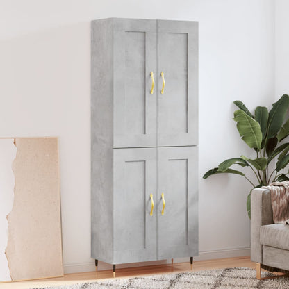 Skříň Highboard Betonově Šedá 69,5X34X180 Cm Kompozitní Dřevo