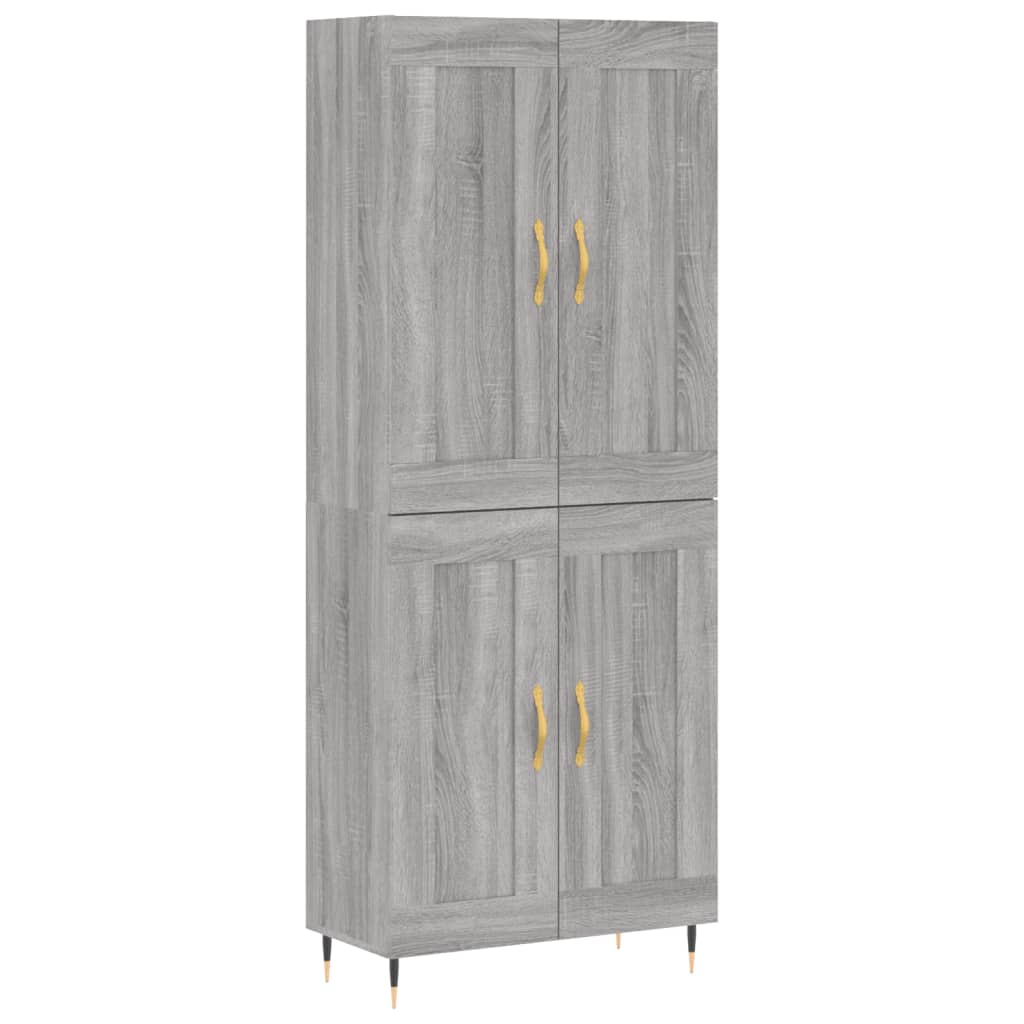 Skříň Highboard Šedá Sonoma 69,5 X 34 X 180 Cm Kompozitní Dřevo