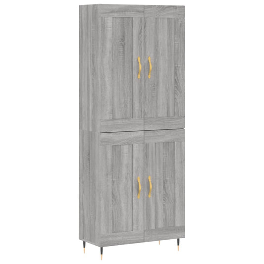 Skříň Highboard Šedá Sonoma 69,5 X 34 X 180 Cm Kompozitní Dřevo