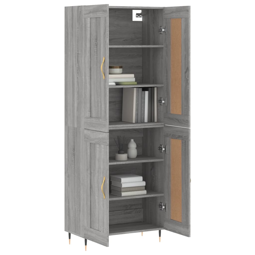 Skříň Highboard Šedá Sonoma 69,5 X 34 X 180 Cm Kompozitní Dřevo