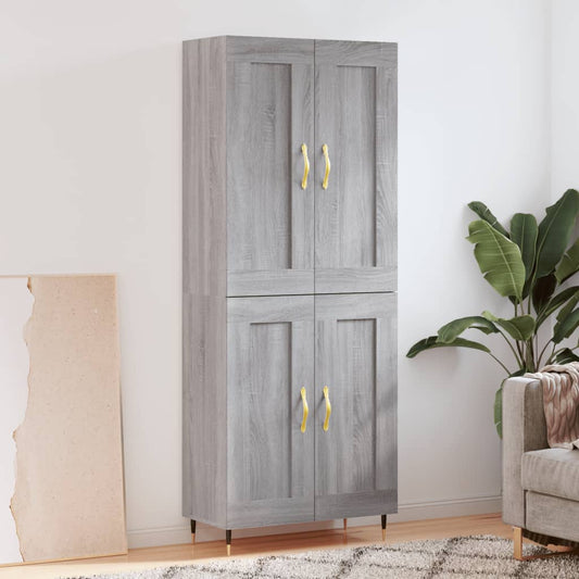 Skříň Highboard Šedá Sonoma 69,5 X 34 X 180 Cm Kompozitní Dřevo