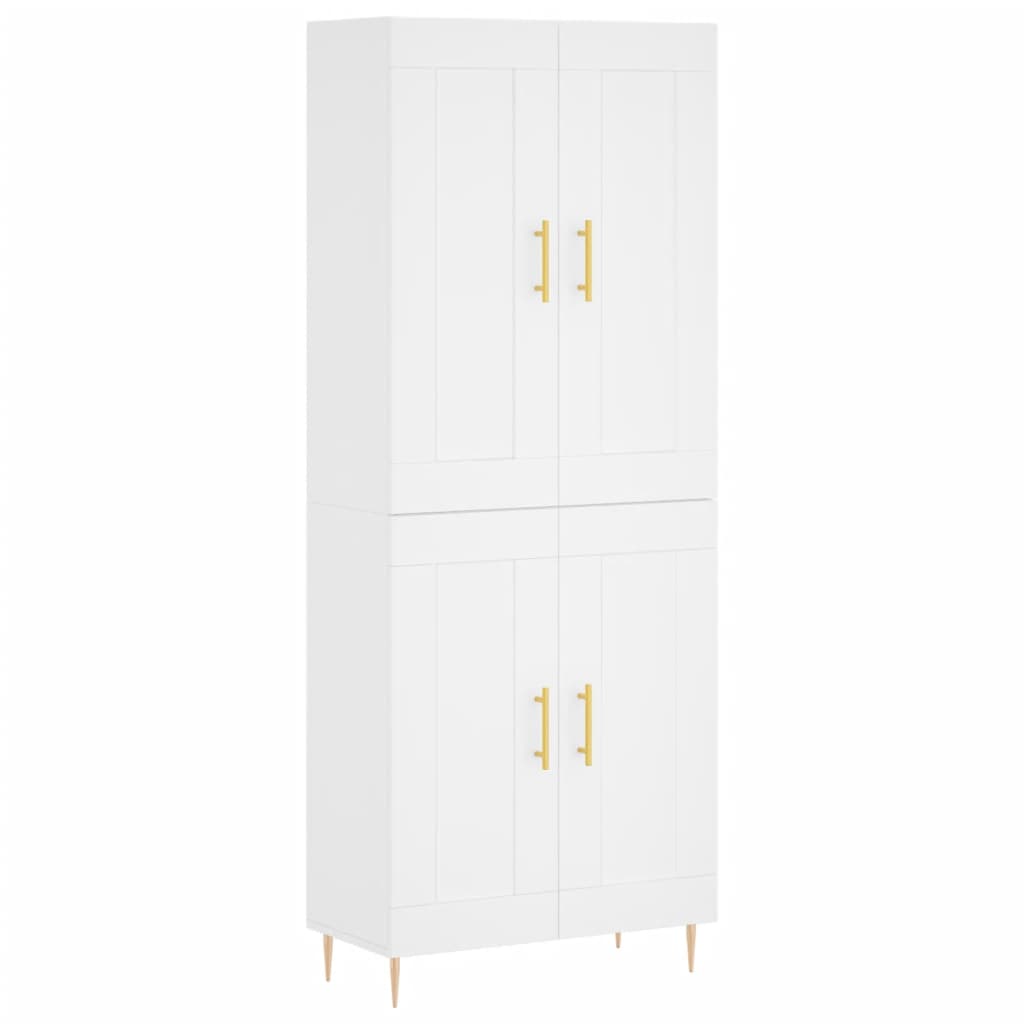 Skříň Highboard Bílá 69,5 X 34 X 180 Cm Kompozitní Dřevo