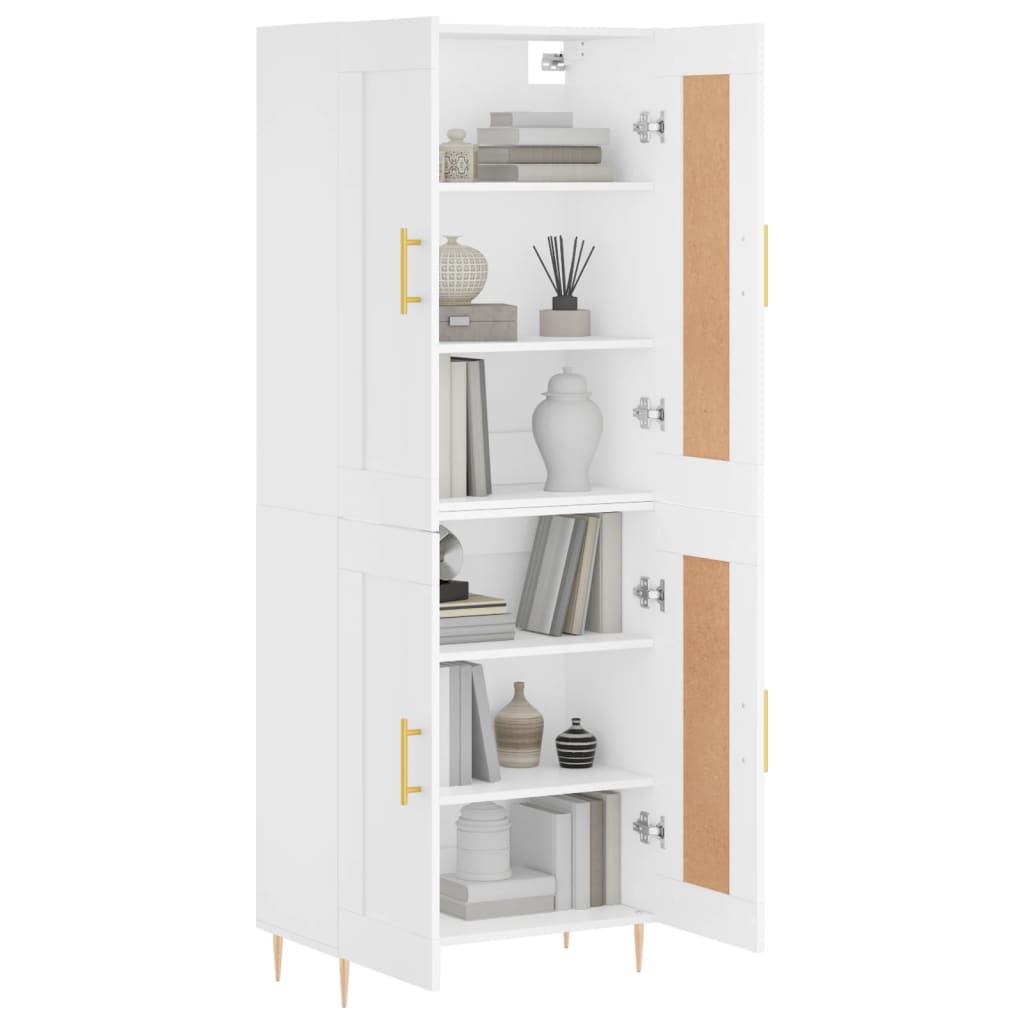 Skříň Highboard Bílá 69,5 X 34 X 180 Cm Kompozitní Dřevo
