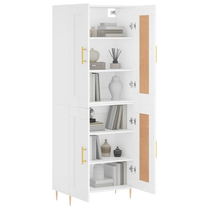 Skříň Highboard Bílá 69,5 X 34 X 180 Cm Kompozitní Dřevo