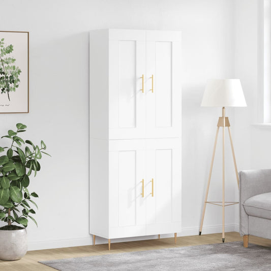 Skříň Highboard Bílá 69,5 X 34 X 180 Cm Kompozitní Dřevo