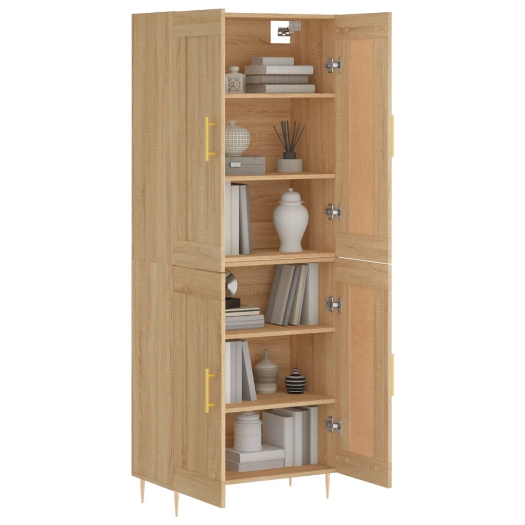 Skříň Highboard Dub Sonoma 69,5 X 34 X 180 Cm Kompozitní Dřevo
