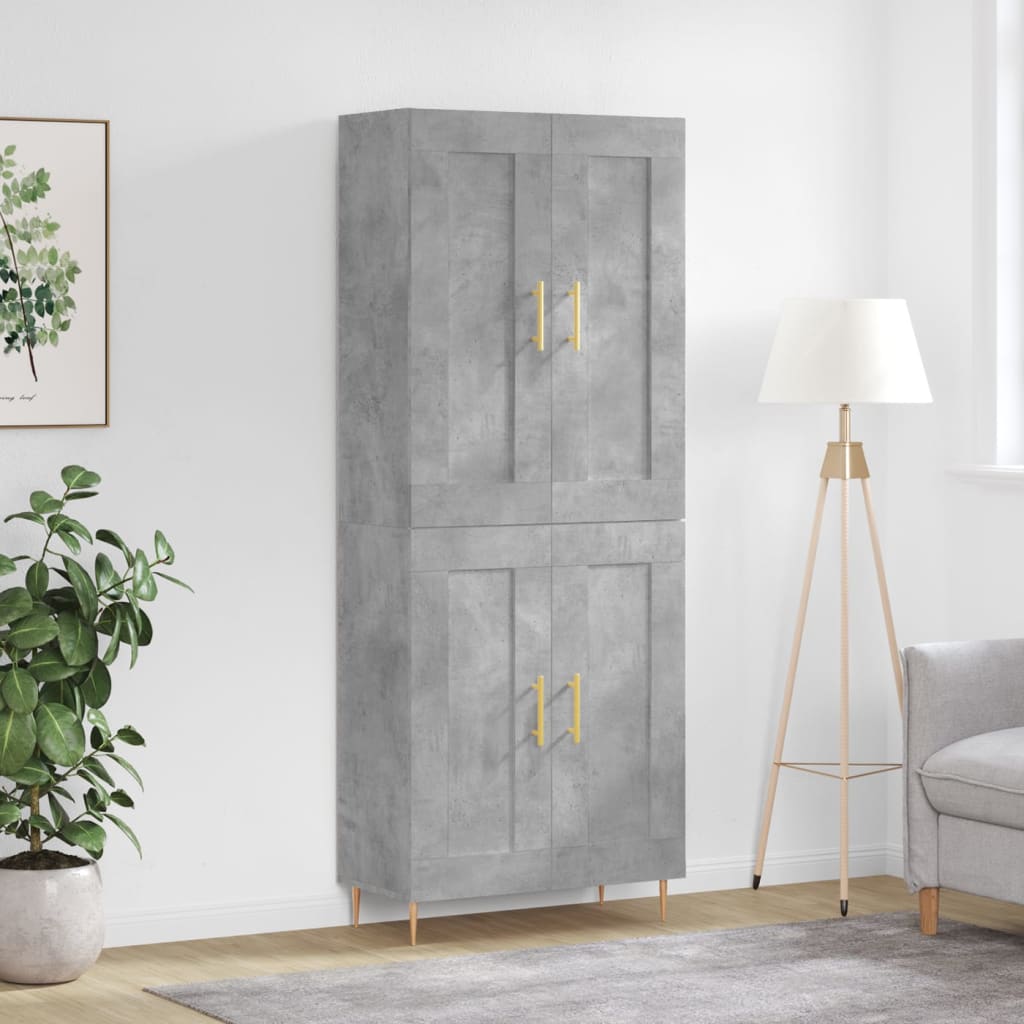 Skříň Highboard Betonově Šedá 69,5X34X180 Cm Kompozitní Dřevo