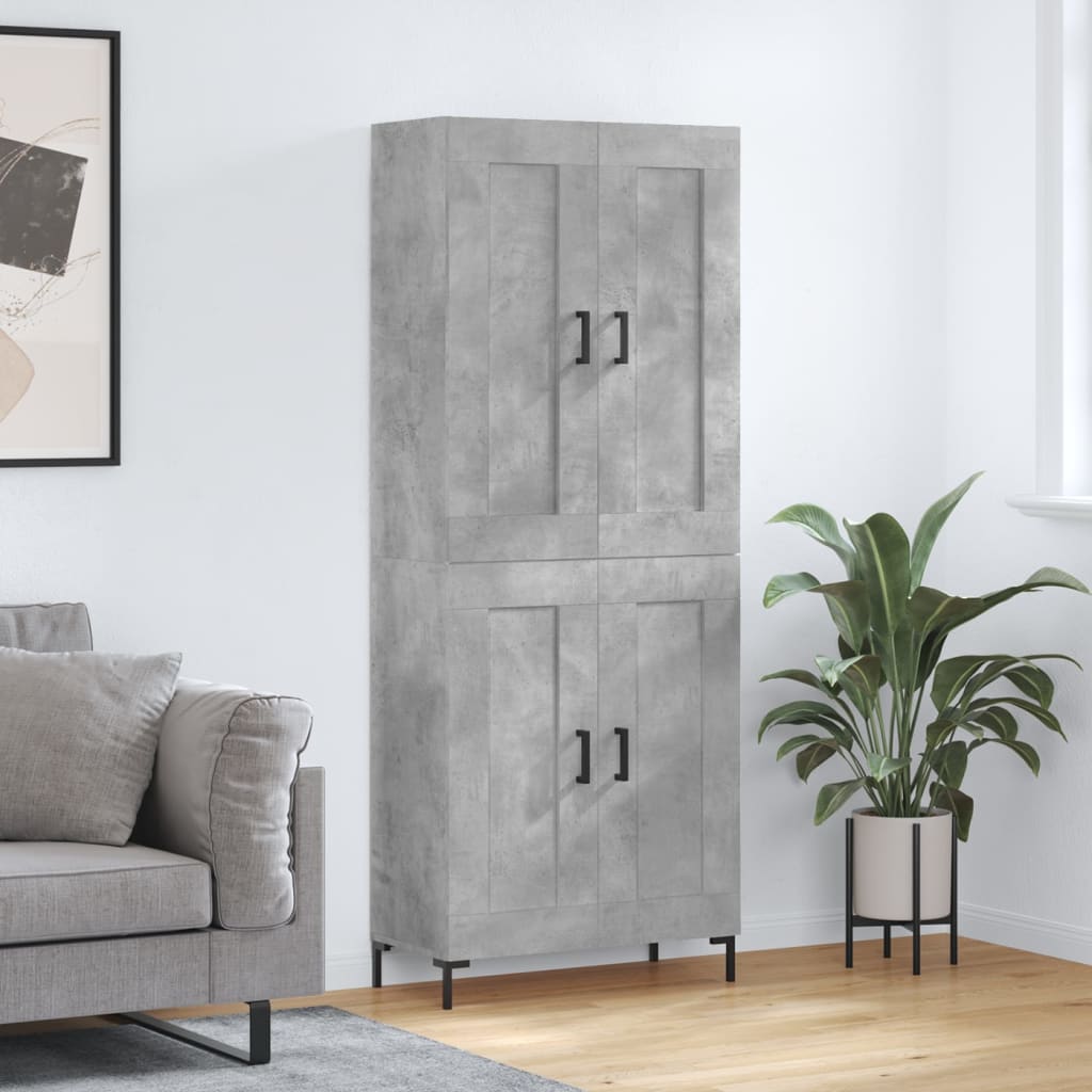 Skříň Highboard Betonově Šedá 69,5X34X180 Cm Kompozitní Dřevo