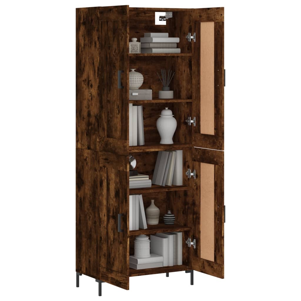 Skříň Highboard Kouřový Dub 69,5 X 34 X 180 Cm Kompozitní Dřevo