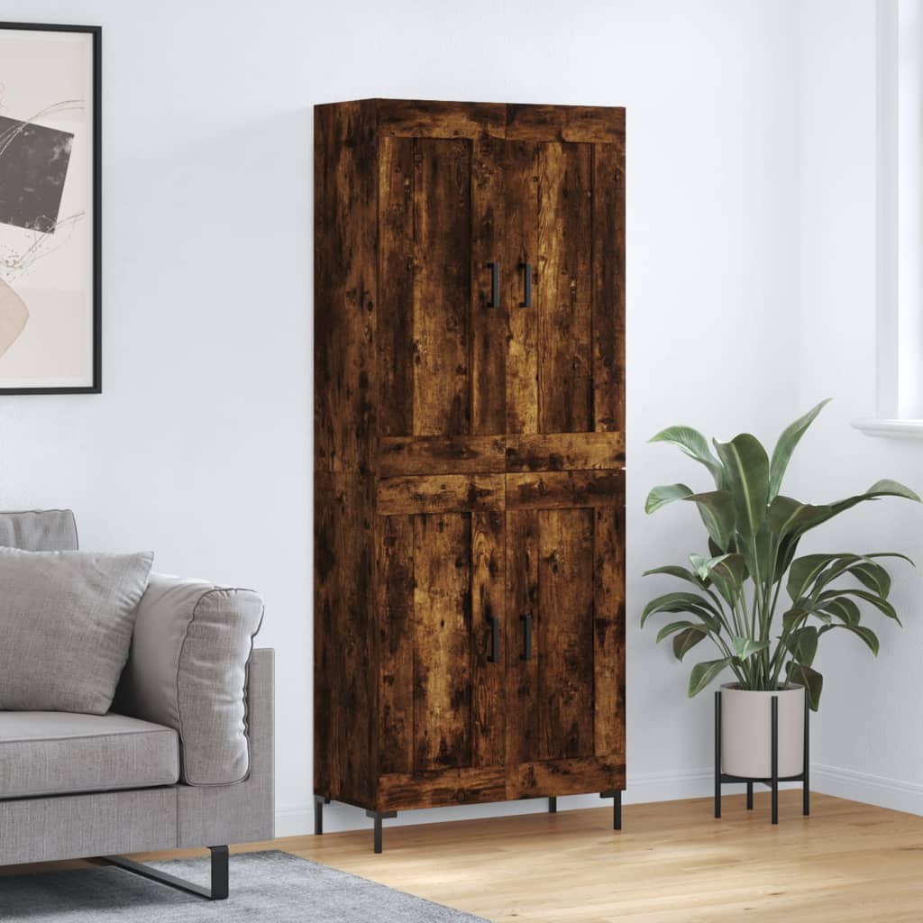 Skříň Highboard Lesklá Bílá 69,5 X 34 X 180 Cm Kompozitní Dřevo