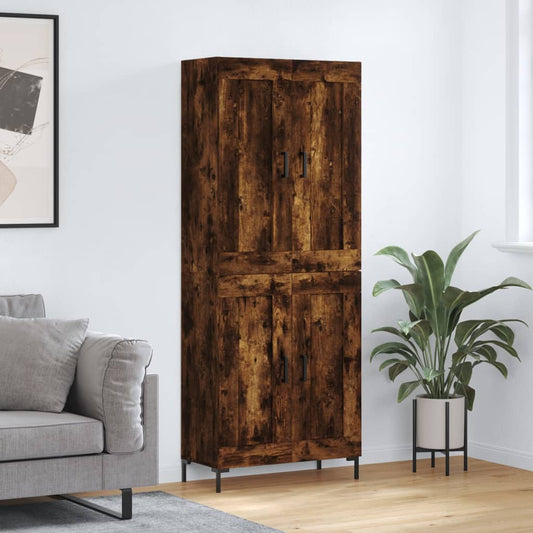 Skříň Highboard Kouřový Dub 69,5 X 34 X 180 Cm Kompozitní Dřevo