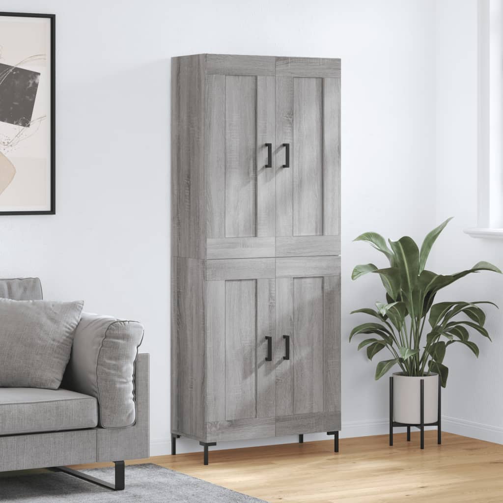 Skříň Highboard Šedá Sonoma 69,5 X 34 X 180 Cm Kompozitní Dřevo