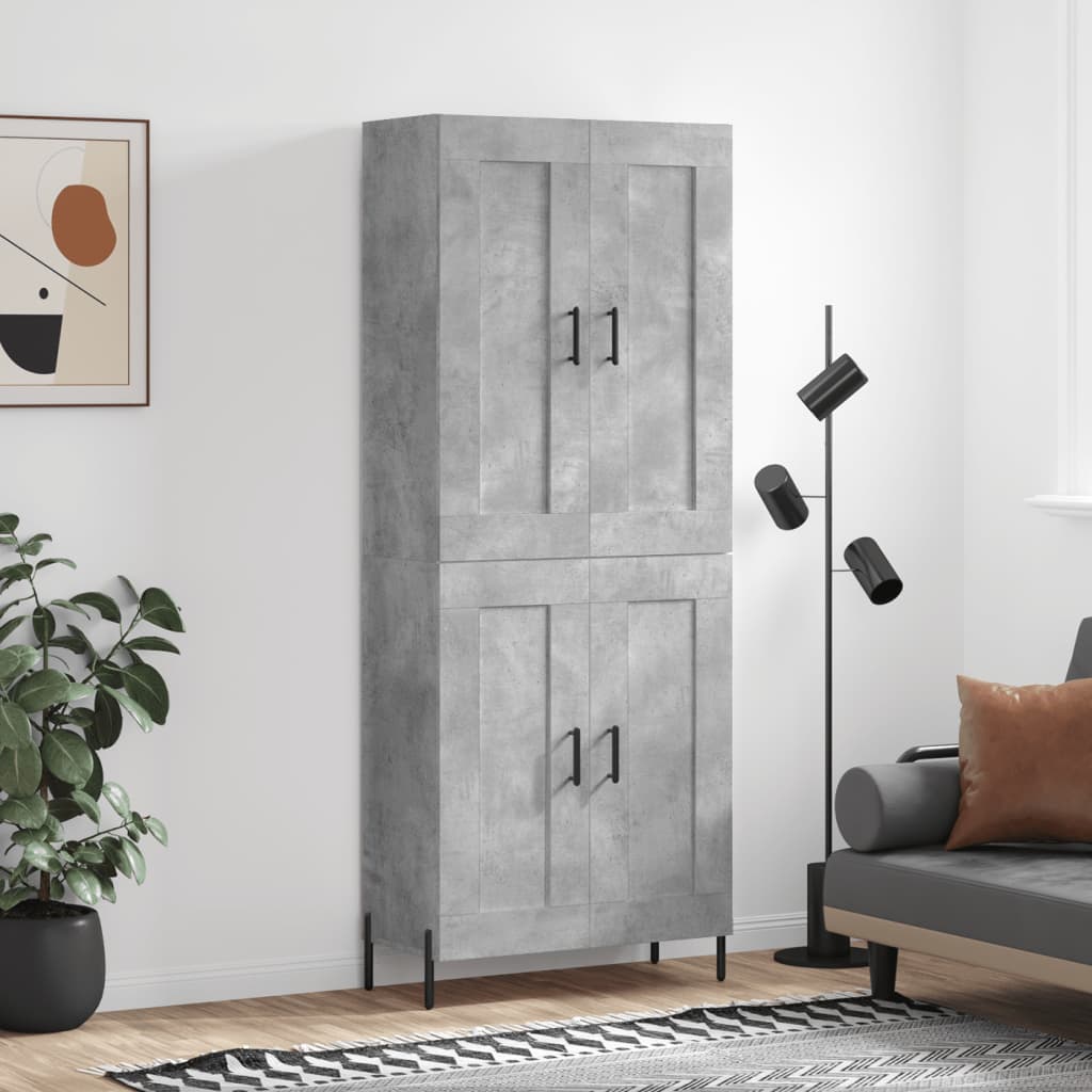 Skříň Highboard Betonově Šedá 69,5X34X180 Cm Kompozitní Dřevo