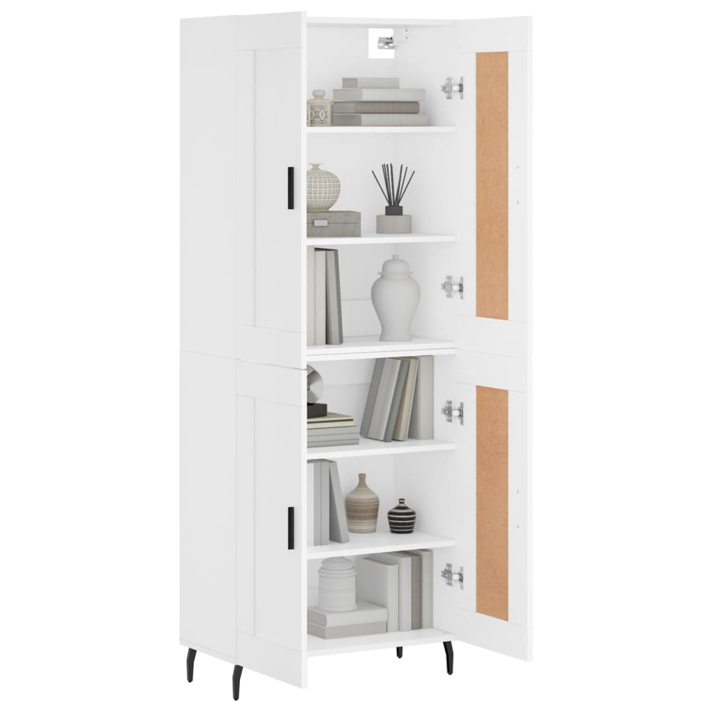 Skříň Highboard Bílá 69,5 X 34 X 180 Cm Kompozitní Dřevo