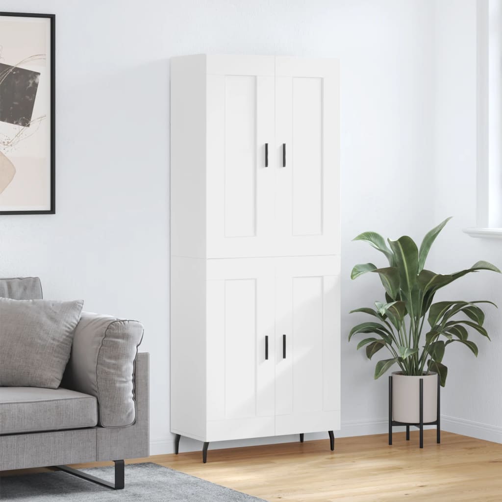 Skříň Highboard Bílá 69,5 X 34 X 180 Cm Kompozitní Dřevo