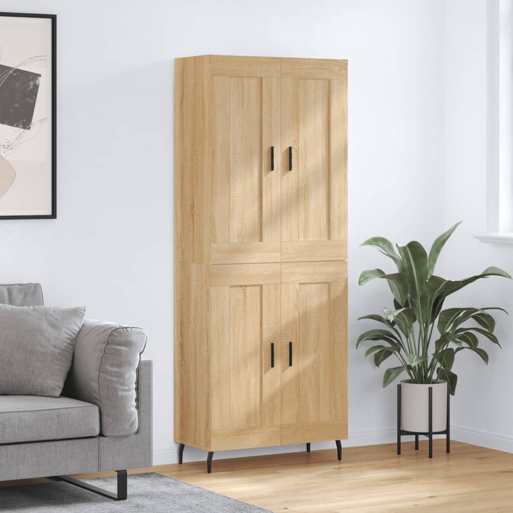 Skříň Highboard Betonově Šedá 69,5X34X180 Cm Kompozitní Dřevo