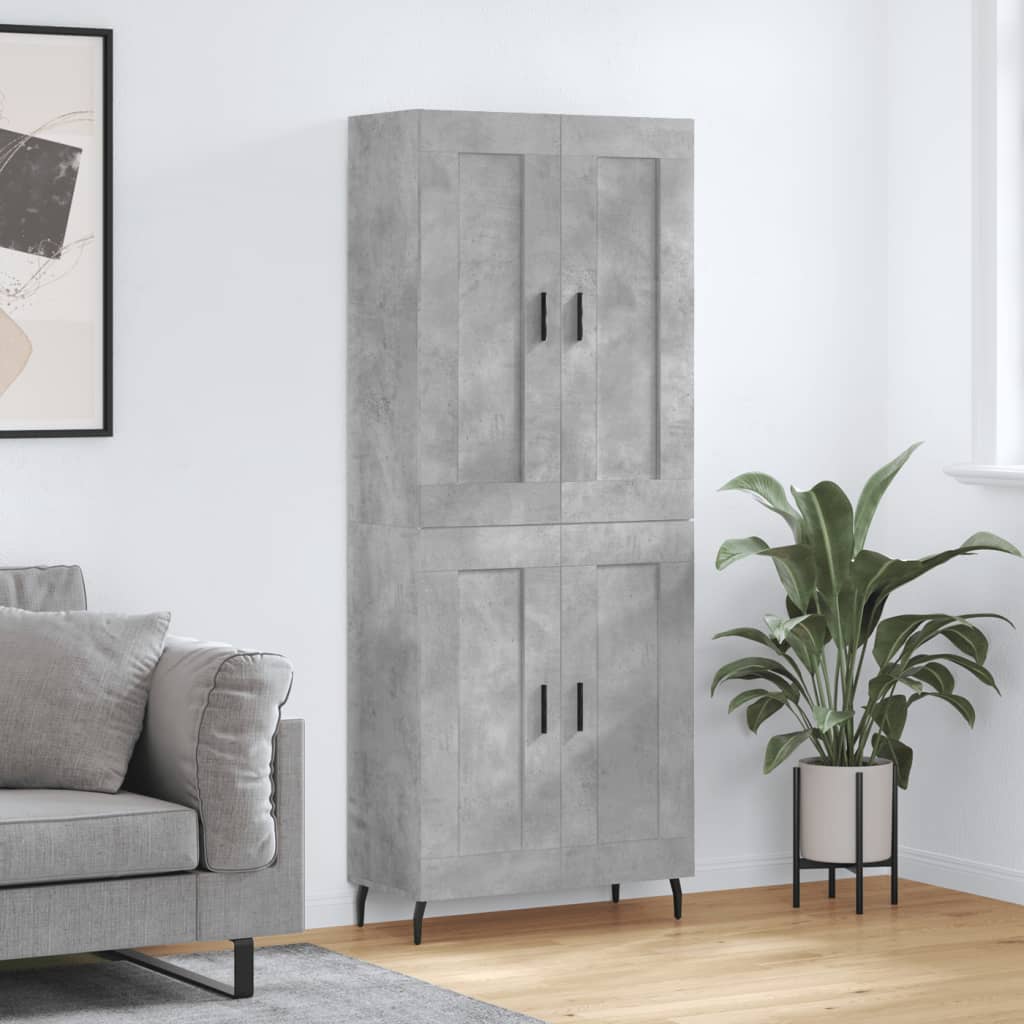 Skříň Highboard Betonově Šedá 69,5X34X180 Cm Kompozitní Dřevo