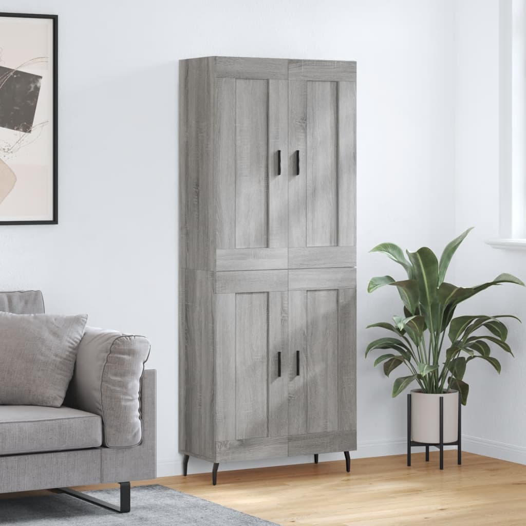 Skříň Highboard Betonově Šedá 69,5X34X180 Cm Kompozitní Dřevo