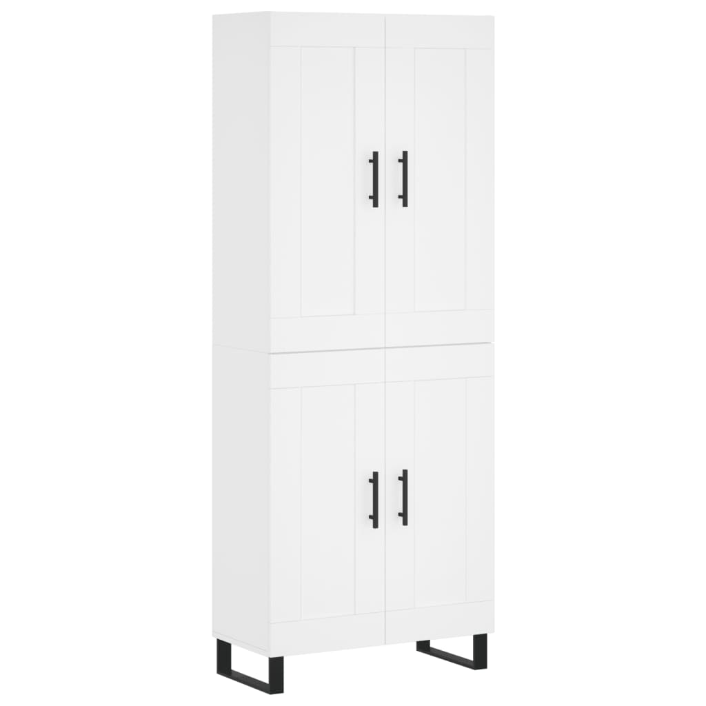 Skříň Highboard Bílá 69,5 X 34 X 180 Cm Kompozitní Dřevo