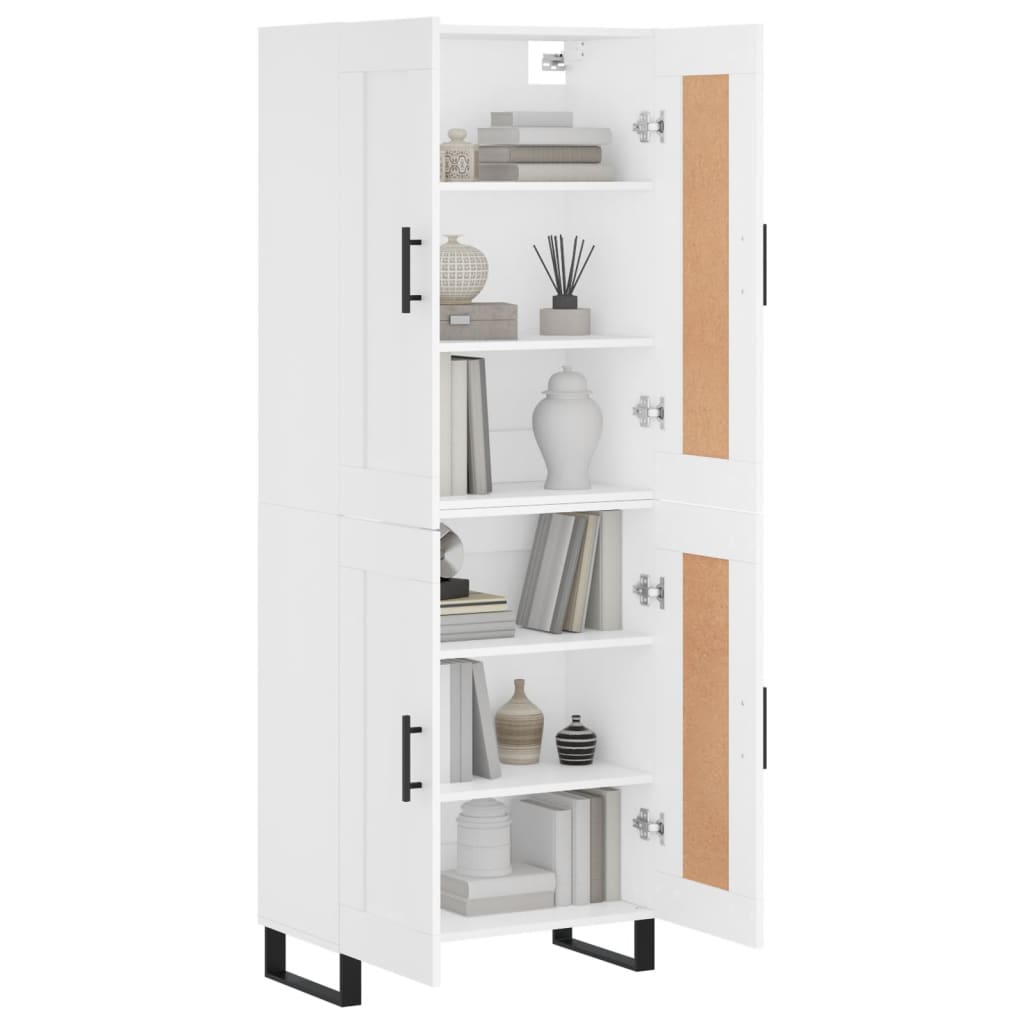 Skříň Highboard Bílá 69,5 X 34 X 180 Cm Kompozitní Dřevo